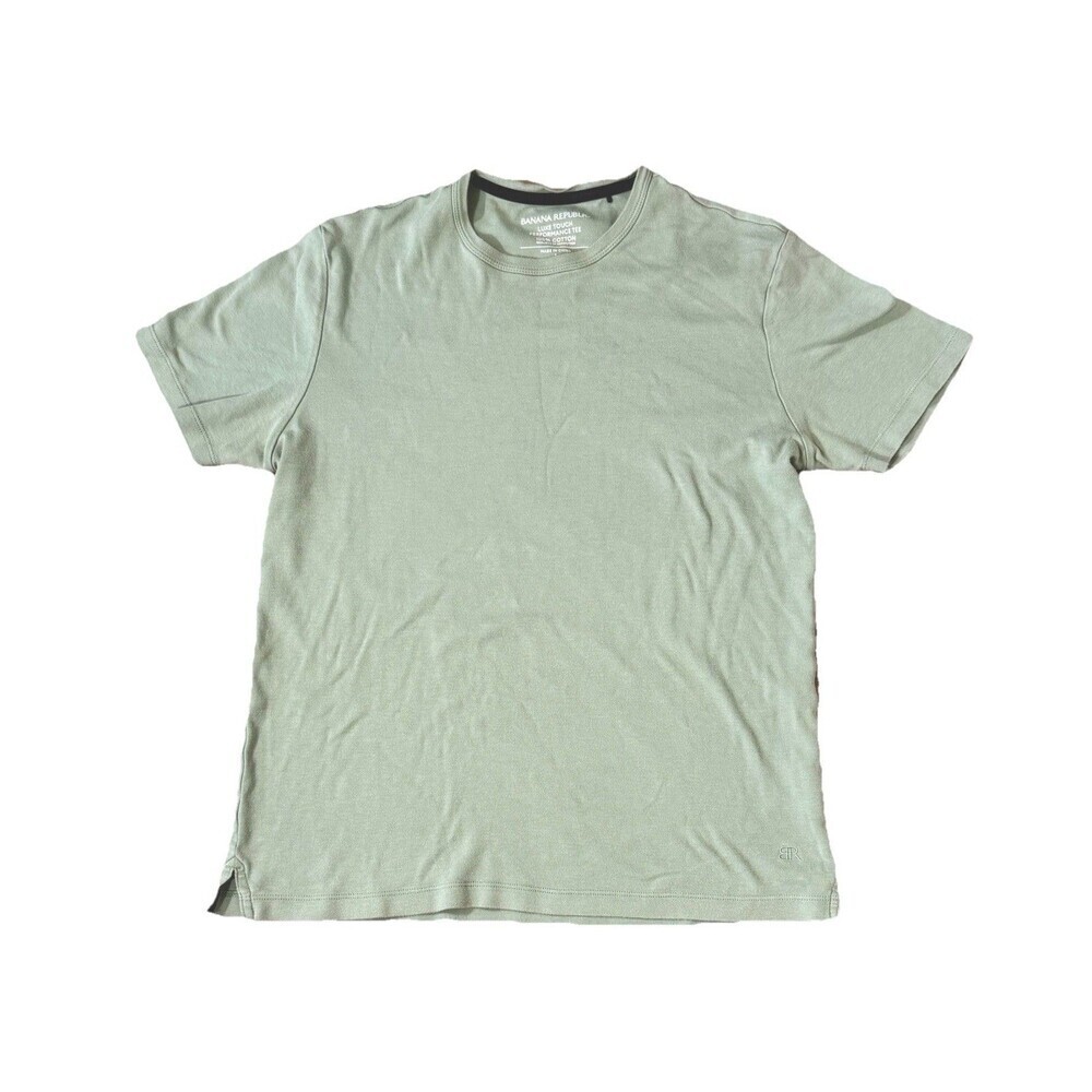 Banana Republic Luxe Touch Tee Womens S Green 100% Cotton Performance T-Shirt - Picture 2 of 8